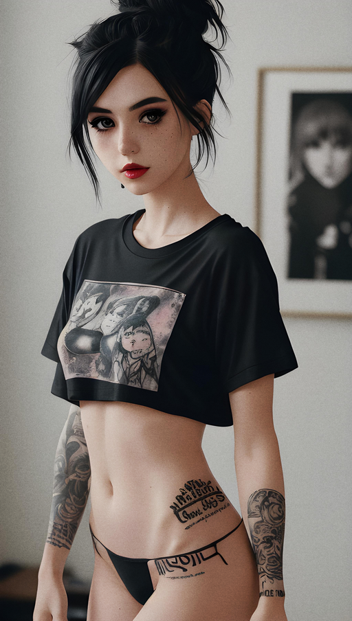 Cool: Dark Hair, Raven, Emo Girl, Shirt, G-String, Edgy, 18, Teen