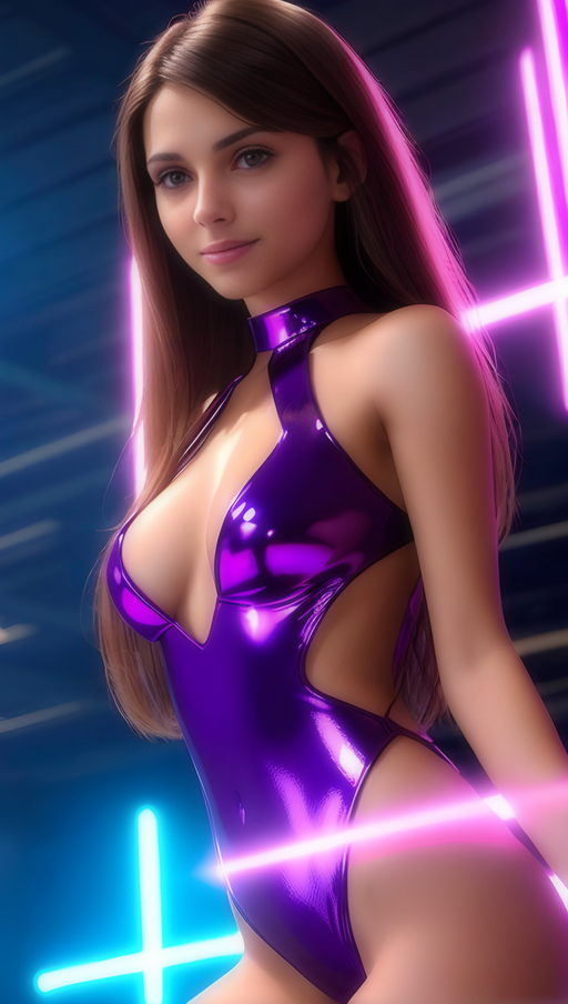 Cyber Dancer 5: Brunette, Latex, Lycra, Bodysuit, Shiny, Space, Future, Teen