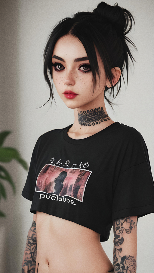 Ink Collar: Dark Hair, Raven, Emo Girl, Edgy, Shirt, 18, Teen