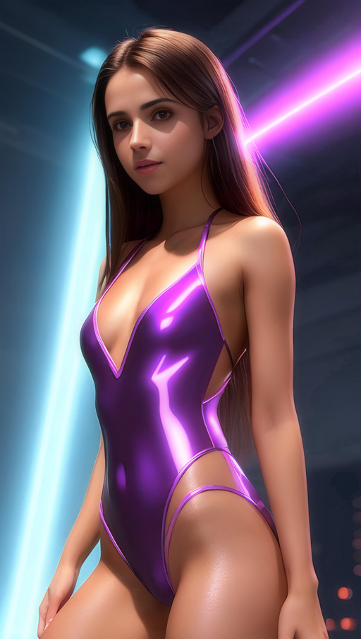 Cyber Dancer D7: Brunette, Latex, Lycra, Bodysuit, Shiny, Space, Future, Teen