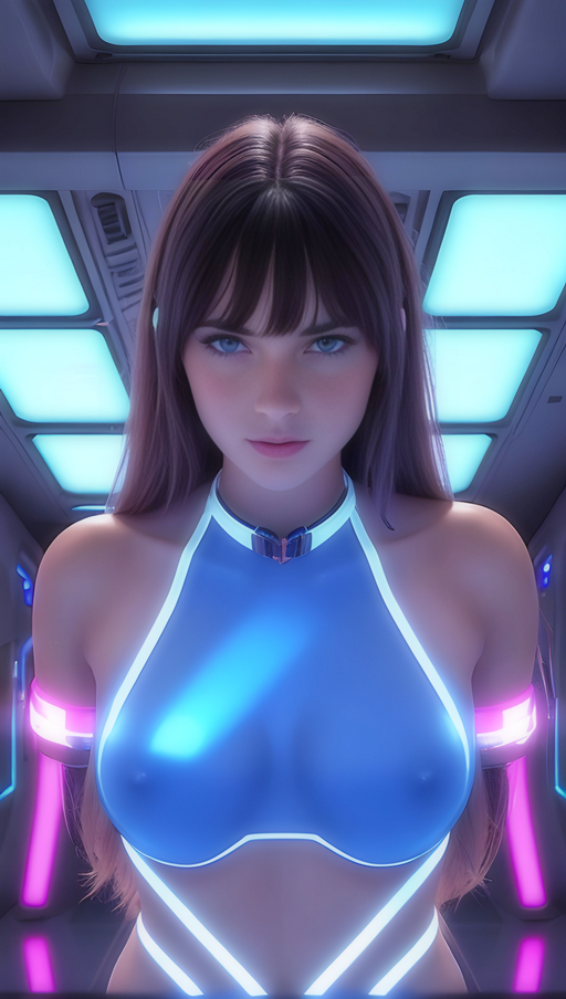 Life Support AI Bot LFS078: Brunette, Latex, Lycra, Bodysuit, Shiny, Space, Future