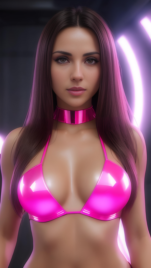 Love Drug Dispenser Bot LDD772: Brunette, Latex, Lycra, Bra, Shiny, Space, Future