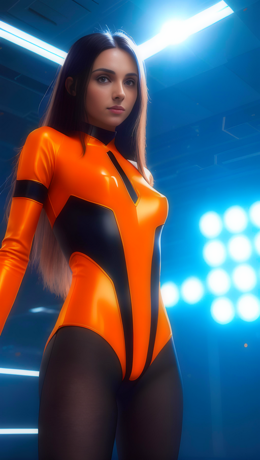 Med Tech Bot CAR005: Brunette, Latex, Lycra, Bodysuit, Shiny, Space, Future, Catalina