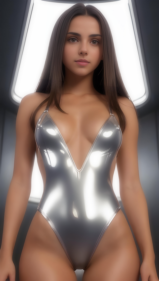 Replication Lab Room 79: Brunette, Latex, Lycra, Bodysuit, Shiny, Space, Future, 18, Teen