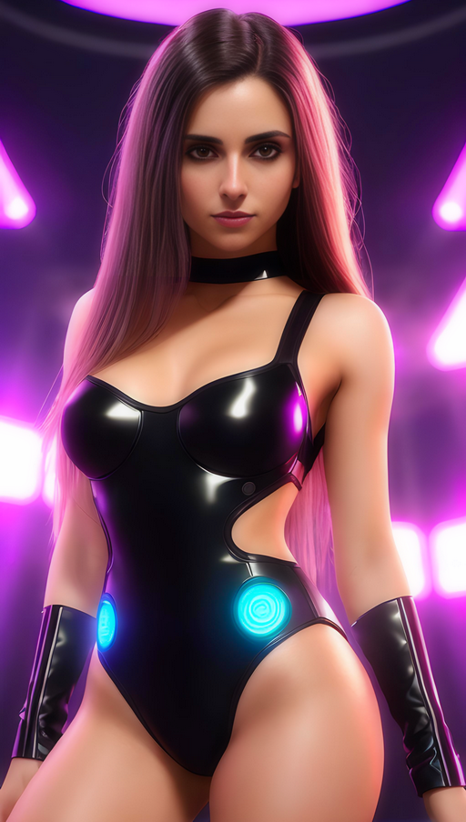 Security Bot SEC675: Brunette, Latex, Lycra, Bodysuit, Shiny, Space, Future