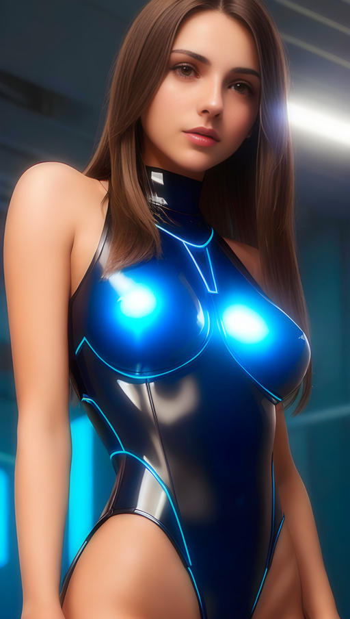 Space Bot 99: Brunette, Latex, Lycra, Bodysuit, Shiny, Space, Future